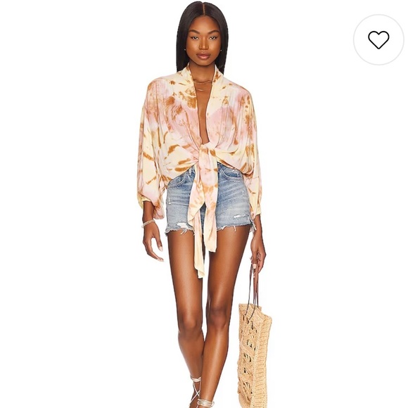 YFB Young Fabulous Broke Carmen Tie Dye tie open front top blouse - Picture 13 of 16